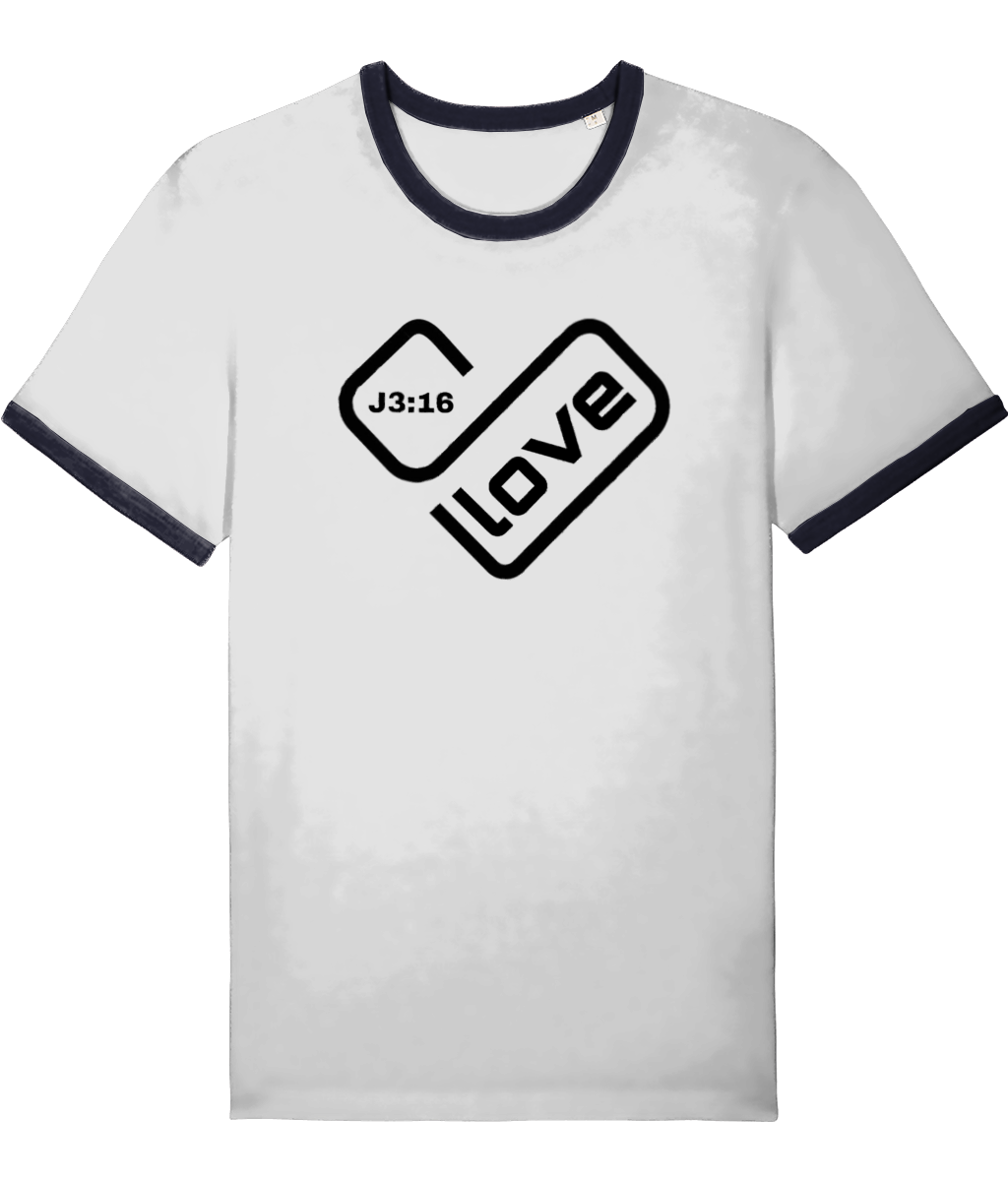 Love Heart Ringer Printed T-Shirt