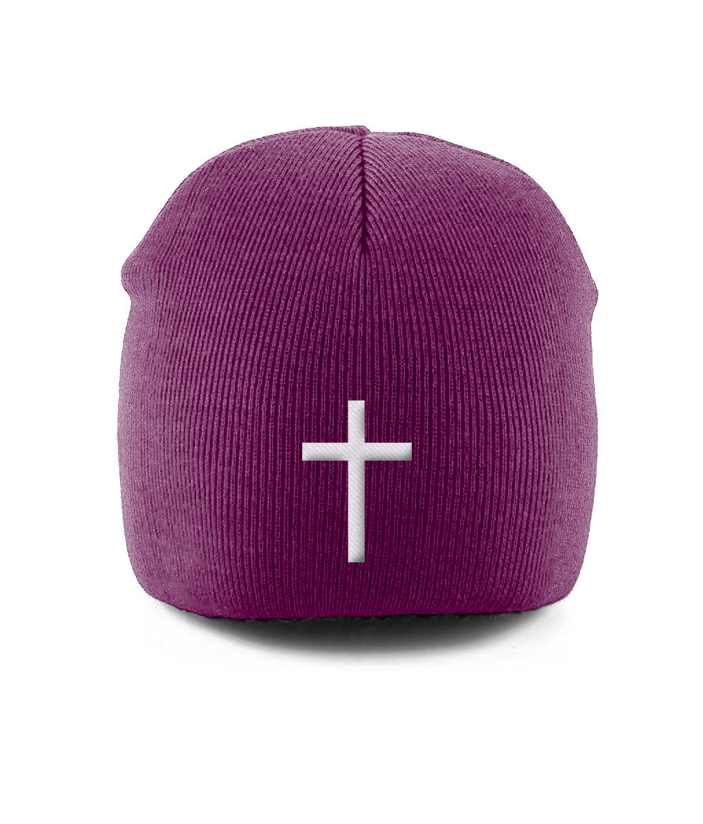 Pull-On Beanie Embroidered cross