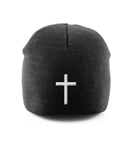 Pull-On Beanie Embroidered cross