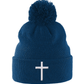 Pom Pom cross Beanie (embroidered bobble hat)