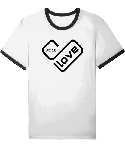 Love Heart Ringer Printed T-Shirt