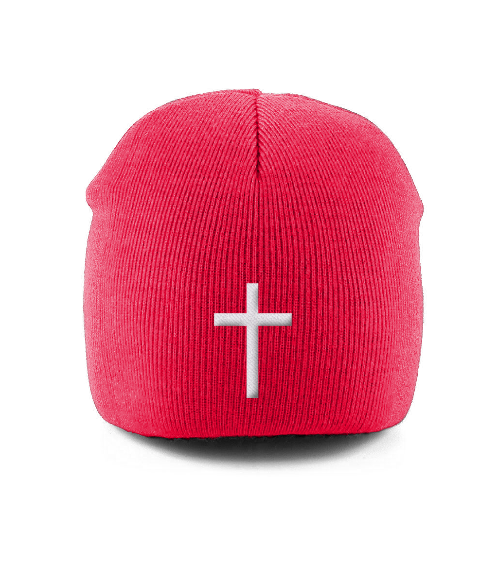 Pull-On Beanie Embroidered cross