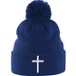 Pom Pom cross Beanie (embroidered bobble hat)